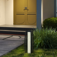 Solar Floor Lamp, Outdoor Rattan Garden Lantern Pathway Light & Decorative Driveway Lighting with Auto LED Lights, Gray