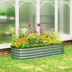 4.9' x 2' x 1' Galvanized Raised Garden Bed Kit, Metal Planter Box with Safety Edging, Green