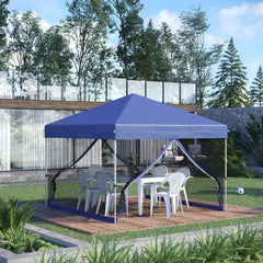 10' x 10' Pop Up Canopy Tent, Tents for Parties with Wheeled Carry Bag, Screen House Room, Height Adjustable Portable Gazebo, for Outdoor, Garden, Patio, Blue