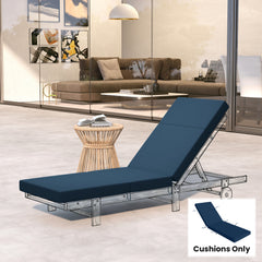 Chaise Lounge Cushion, 4" Thick Outdoor Lounge Chair Cushions with Ties for Patio, 26" x 80 ", Navy Blue