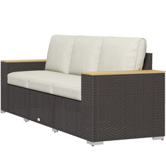 3-Seat Outdoor Patio Sofa, PE Wicker Outdoor Couch with  Extra Wide Deep Seat, Wide Armrests 4" Cushions, Beige