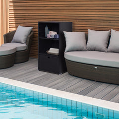 47" Poolside Rattan Wicker Towel Valet Organizer Cabinet with Storage