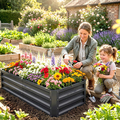 Galvanized Raised Garden Bed, 4' x 2' x 1' Metal Planter Box, for Growing Vegetables, Flowers, Herbs, Succulents, Gray