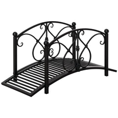 Garden Bridge 3.3FT, Decorative Classic Backyard Pond Bridge with Safety Railings Black