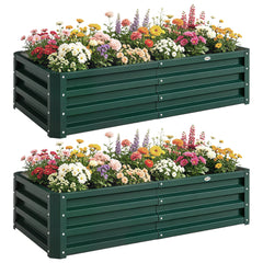 Galvanized Raised Garden Bed, 4' x 2' x 1' Metal Planter Box, for Growing Vegetables, Flowers, Herbs, Succulents, Green