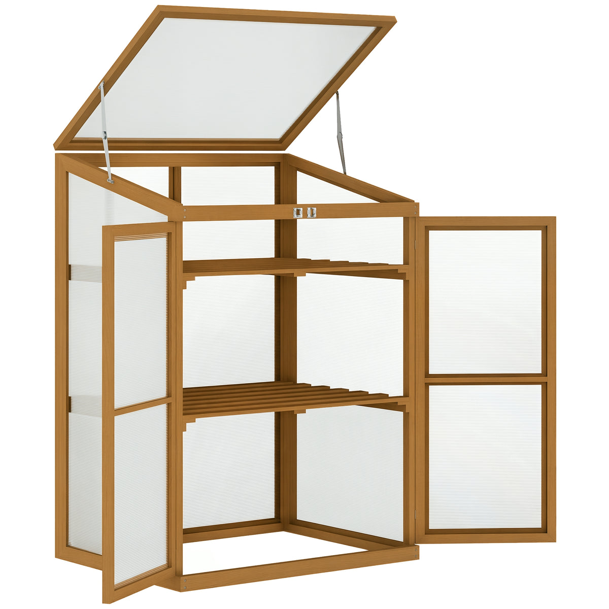 Wooden Cold Frame Greenhouse Small Mini Planter Box, 30" L x 24" W x 44" H, Brown