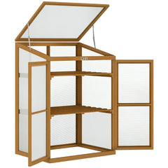 Wooden Cold Frame Greenhouse Small Mini Planter Box, 30" L x 24" W x 44" H, Brown