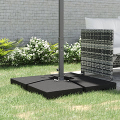 4 Pieces Cantilever Patio Umbrella Base, Outdoor Offset Umbrella Weights, 176 lbs Capacity Water or 264 lbs Capacity Sand  Plates Set, Black
