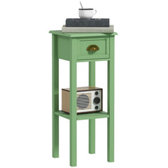 2-Tier Side Table with Drawer and Shelf, End Table for Living Room and Hallway, Green