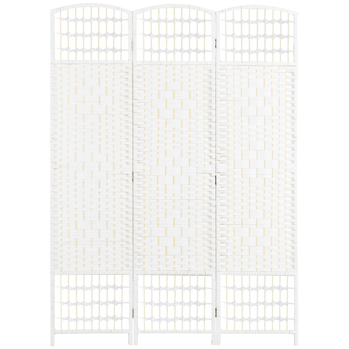 3 Panel Folding Room Divider Portable Privacy Screen Wave Fiber Room Partition for Home Office White