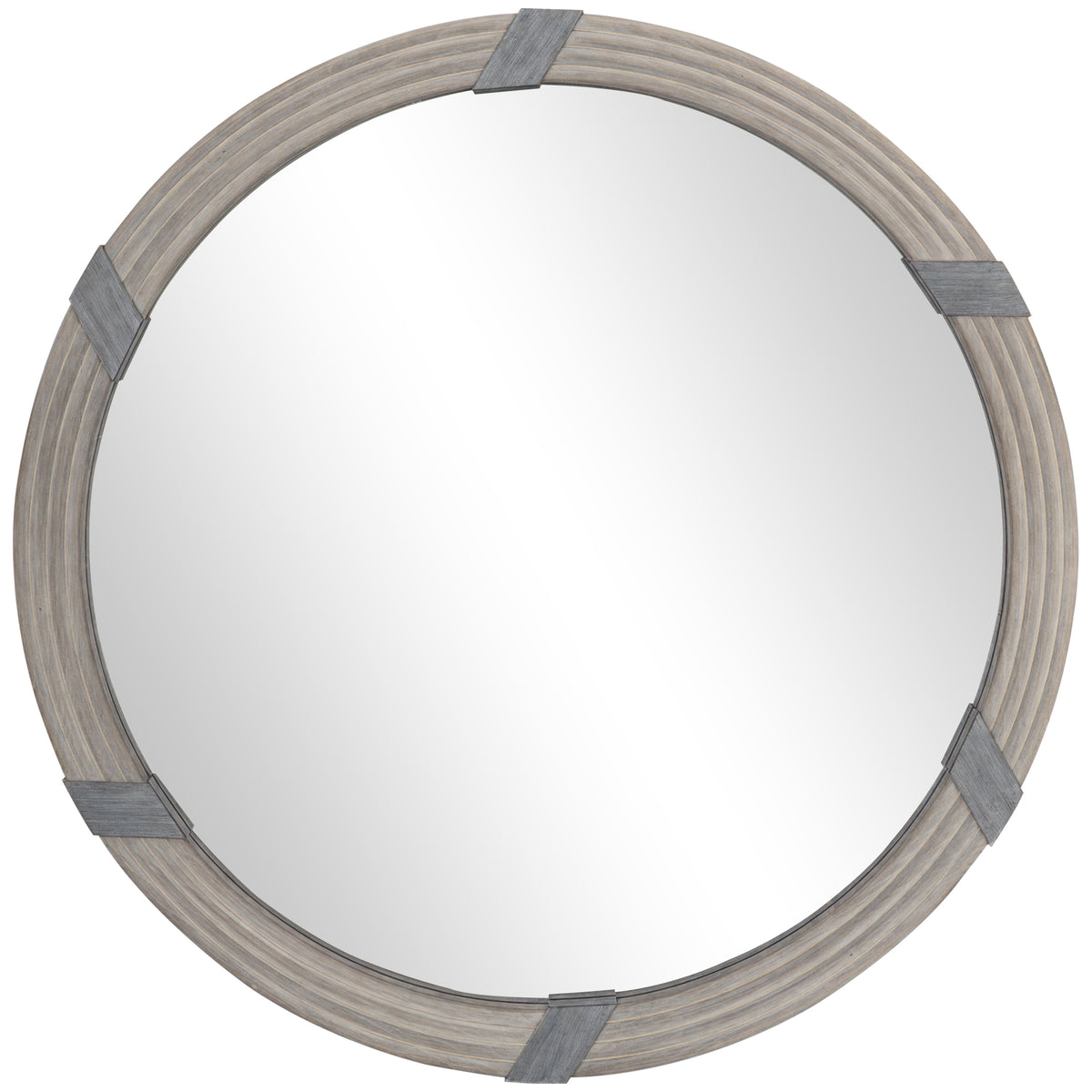 30.75" Wood Wall Mirror, Farmhouse Decorative e Round Mirror for Wall Decor in Living Room, Bedroom, Natural Wood Color