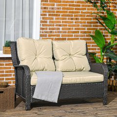 2-Seater Outdoor Sofa w/ 4" Thick Cushions, Outdoor Couch, Beige