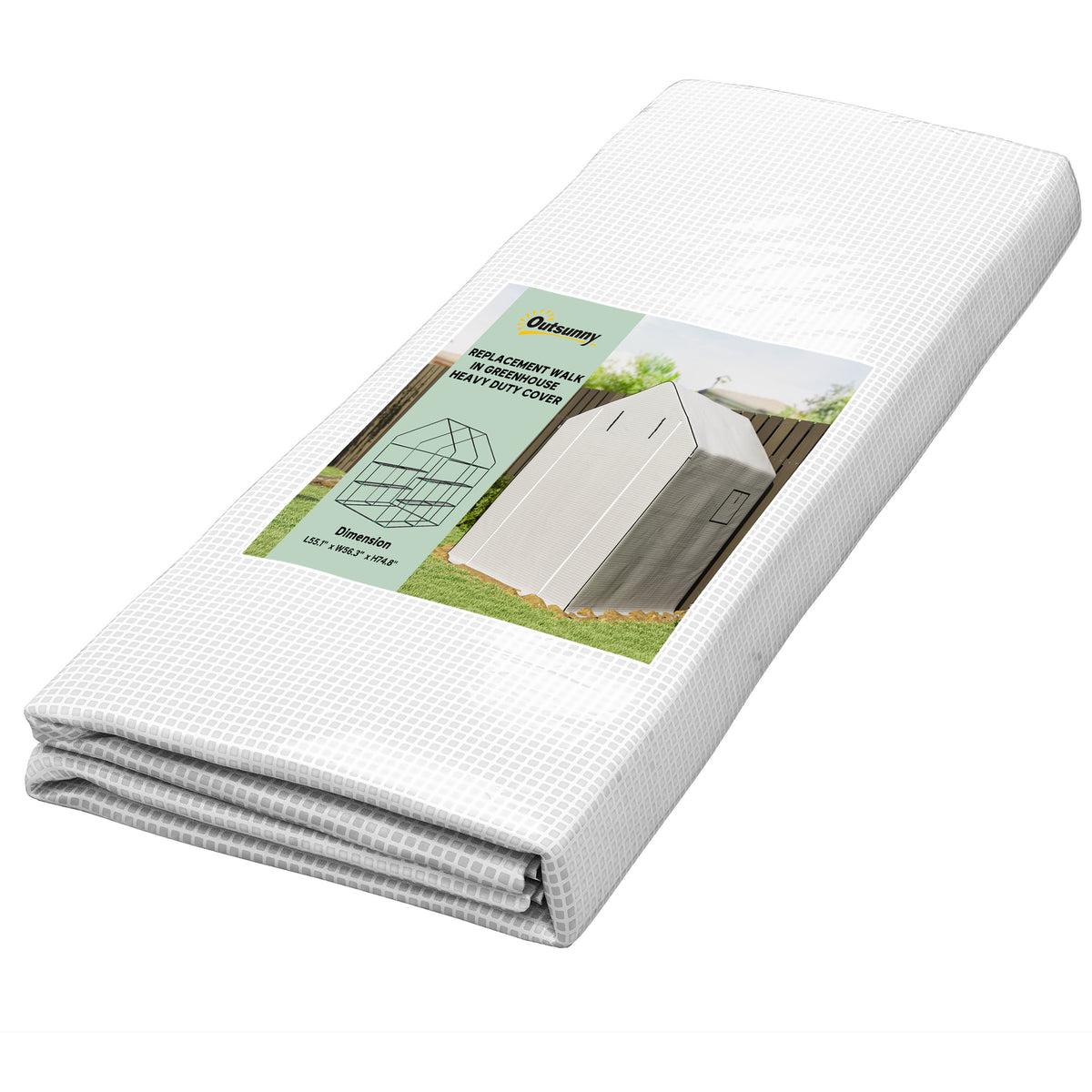 01-0472 Replacement Cover, 55" x 56.25" x 74.75" Walk-in Greenhouse Cover Reinforced Anti-Tear PE Hot House Cover, White