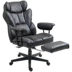 400LBS Big and Tall Office Chair, Massage Office Chair with Footrest, Lumbar Support and Reclining Function, Black