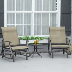 2-Person Gliding Rocking Chair & Bistro Tea Table Set, Gray