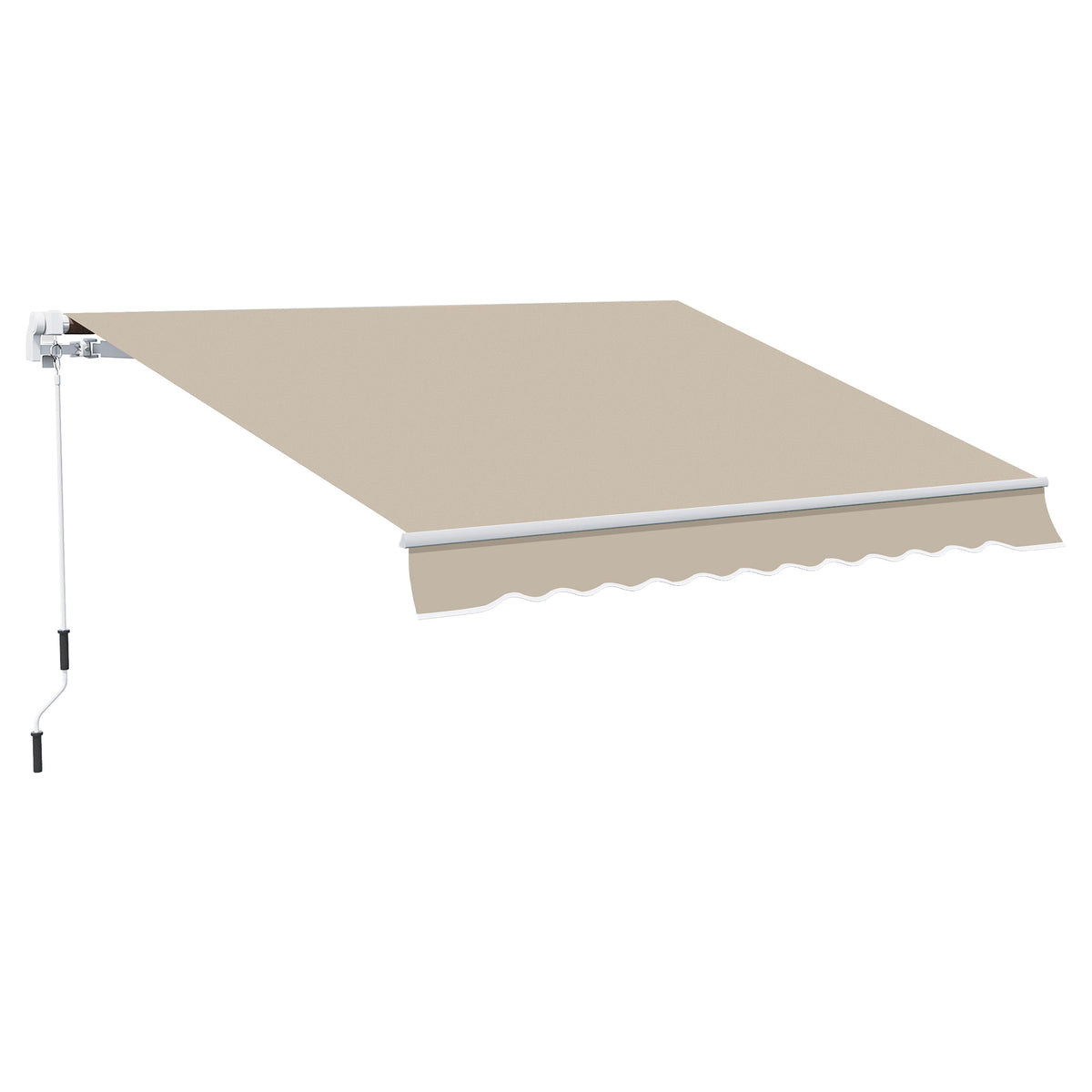 13' x 8' Retractable Awning, Patio Awnings, Sunshade Shelter w/ Manual Crank Handle, UV & Water-Resistant Fabric and Aluminum Frame for Deck, Balcony, Yard, Beige