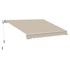 13' x 8' Retractable Awning, Patio Awnings, Sunshade Shelter w/ Manual Crank Handle, UV & Water-Resistant Fabric and Aluminum Frame for Deck, Balcony, Yard, Beige
