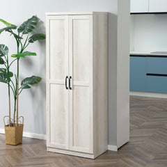 Kitchen Pantry, Freestanding 5-tier Storage Cabinet with 2 Adjustable Shelves, Antique White