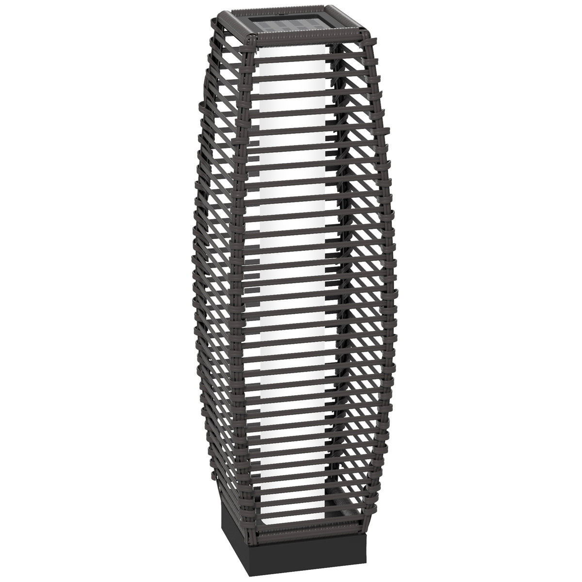 Solar Floor Lamp, Outdoor Rattan Garden Lantern Pathway Light & Decorative Driveway Lighting with Auto LED Lights, Gray