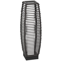 Solar Floor Lamp, Outdoor Rattan Garden Lantern Pathway Light & Decorative Driveway Lighting with Auto LED Lights, Gray