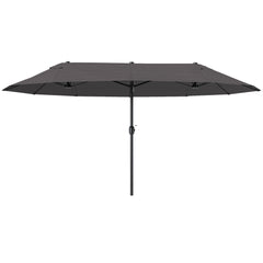 Extra Large 15 ft Patio Umbrella, Double-Sided Large Outdoor Umbrella with Crank Handle and Air Vents for Backyard, Deck, Pool, Market, Gray