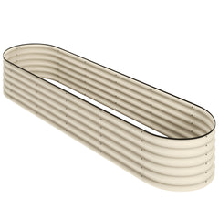 7.9' x 2' x 1.4' Galvanized Raised Garden Bed Kit, Metal Planter Box with Safety Edging, Cream