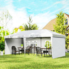 10' x 20' Pop Up Canopy Tent with 4 Sidewalls, Instant Gazebo with Carry Bag for Garden, Patio, White