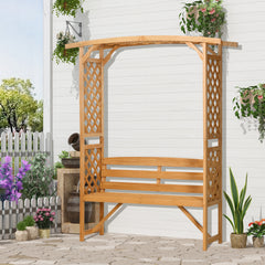 Patio Garden Bench, Wooden Bench, Outdoor Bench for Vines/Climbing Plants, Brown