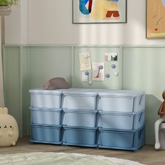 29.5" 3 Tier Kids Storage Unit Dresser Tower w/ 9 Drawers, Blue