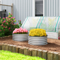Set of 2 Raised Garden Bed, Metal Planter Box with Safety Edging, Easy-to-assemble Stock Tank 2'x2'x1' Silver