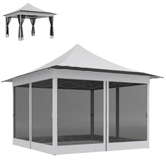12 x 12 ft. Canopy Tent with Mesh Netting, UPF50+ Pop Up Tent with Carry Bag for Garden, Patio, Light Gray