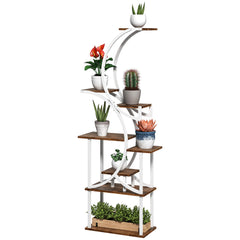 Plant Stand Indoor, 8 Tier 62" S-Shaped Plant Shelf, Corner Plant Rack for Multiple Plants, Carbonised Finish
