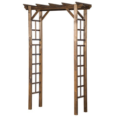 85" Wooden Garden Arbor for Wedding and Ceremony, Outdoor Garden Arch Trellis for Climbing Vines - Carbonized