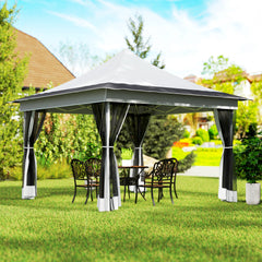 12 x 12 ft. Canopy Tent with Mesh Netting, UPF50+ Pop Up Tent with Carry Bag for Garden, Patio, Light Gray