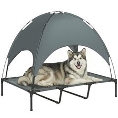 48" x 36" Elevated Portable Dog Cot Cooling Pet Bed with UV Protection Canopy Shade