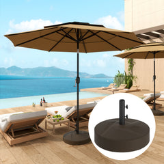 Patio Umbrella Base Holder, Heavy Duty Outdoor Umbrella Stand Base, Filled Up to 66lbs with Stand or 55lbs with Water for Garden, Poolside, Brown