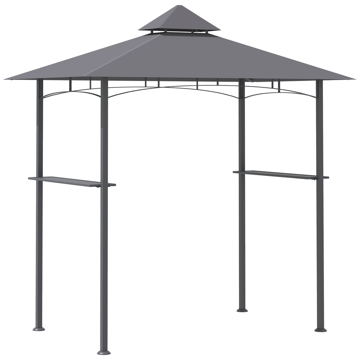 8' x 5' Grill Gazebo with Double Roof, Outdoor BBQ Canopy Gazebo with 2 Side Shelves for Patio Yard Garden Gray