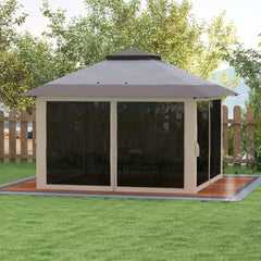 13' x 13' Pop Up Gazebo Instant Canopy Tent Shelter with 2-Tier Roof, Carry Bag, Wight Bags for Outdoor, Garden, Gray