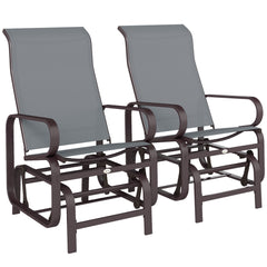 Gliding Lounger Chair Set of 2, Single Rockers with Lightweight Metal & Mesh Construction, Gray