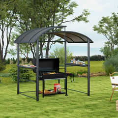 8' x 5' Outdoor Grill Gazebo Canopy Shelter with Vented PC Roof, Side Shleves