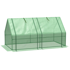 Portable Mini Greenhouse, Outdoor Garden with Large Zipper Doors and Water/UV PE Cover, 6' x 3' x 3', Green