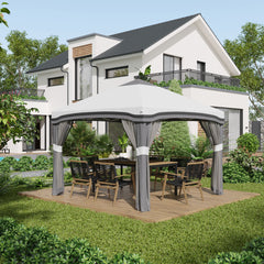 10' x 10' Pop Up Canopy Tent with Netting, Instant Tents for Parties, Height Adjustable, with Wheeled Carry Bag and 4 Sand Bags for Outdoor, Garden, Patio, Gray