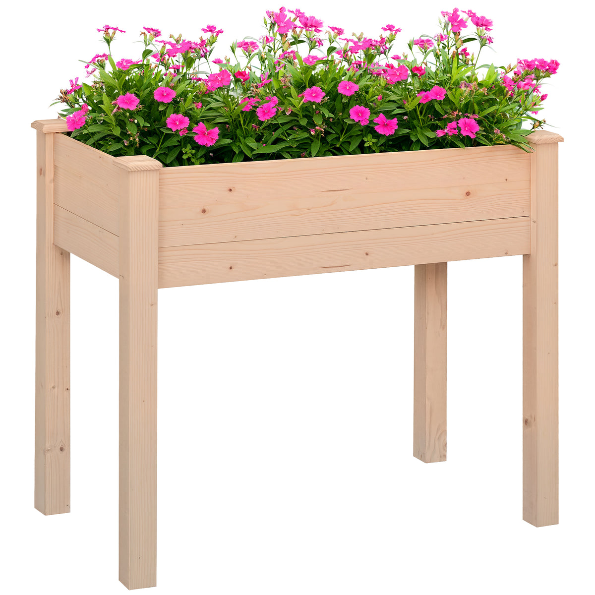 34'' Raised Garden Bed, Elevated Wooden Planter Box DIY Paint with Holes for Vegetables, Herb and Flowers Backyard Use