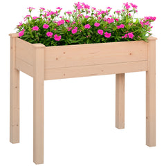 34'' Raised Garden Bed, Elevated Wooden Planter Box DIY Paint with Holes for Vegetables, Herb and Flowers Backyard Use