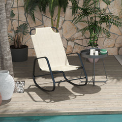 Garden Rocking Chair, Outdoor Indoor Sling Fabric Rocker for Patio, Balcony, Porch, Light Brown