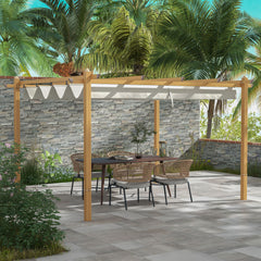10' x 13' Retractable Pergola Canopy, Aluminum Pergola Sun Shade Shelter for Garden, Patio, Backyard, Deck, Cream
