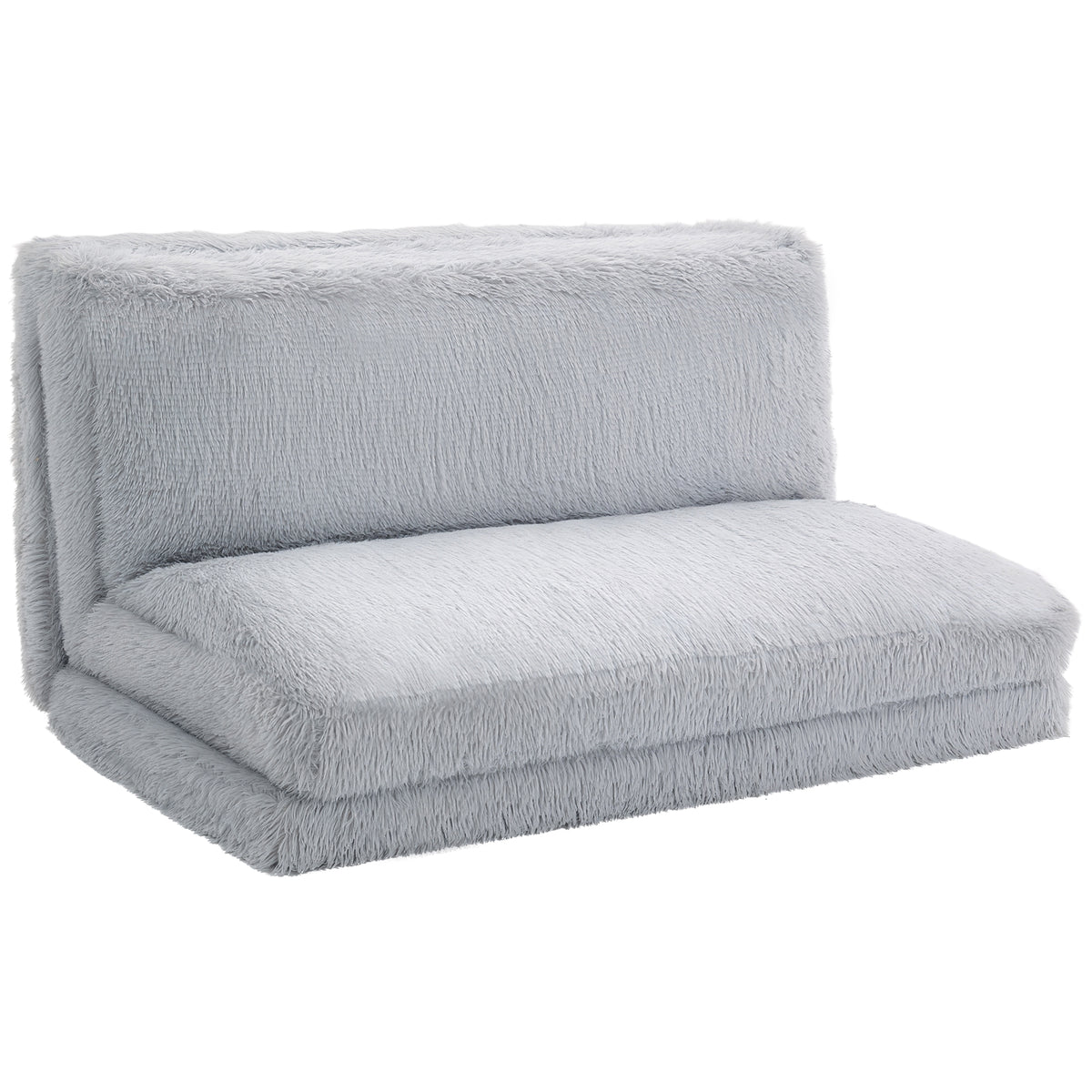 Bean Bag Floor Sofa Bed, Contemporary Plush Wide Folding Floor Mattress, Foam Filling Wall Couch Sleeper, Light Gray
