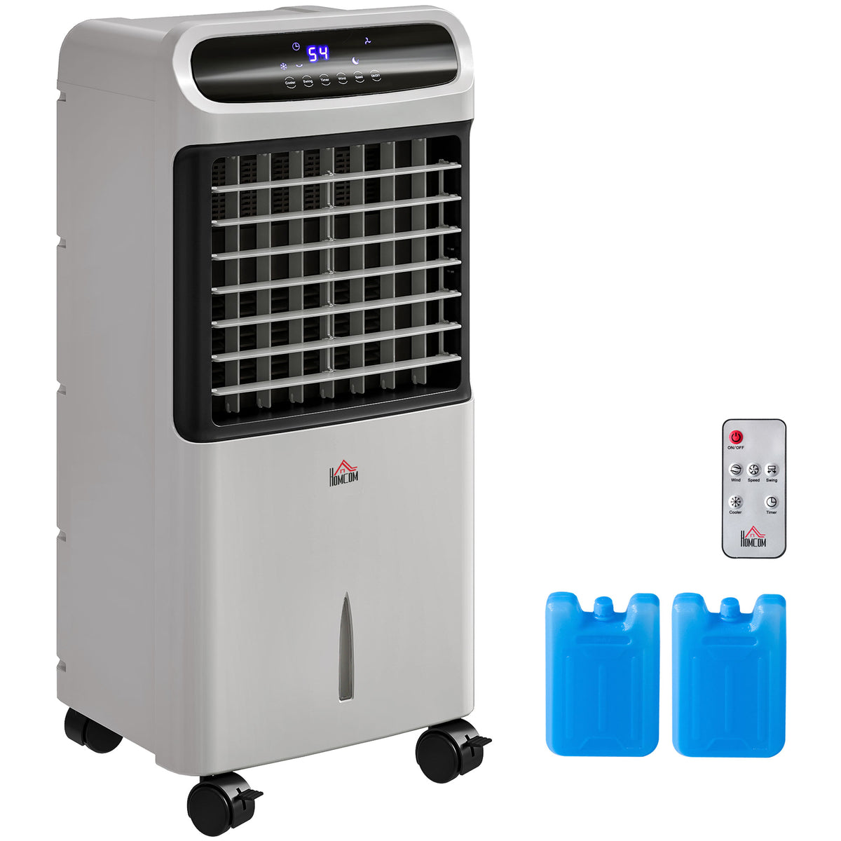 3-In-1 Ice Cooling Fan, Mobile Evaporative Air Cooler with Remote, Timer, Oscillating for Home Office, Bedroom, Gray