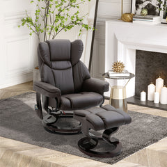 Massage Sofa Recliner Chair w/ Footrest, 10 Vibration Point, Faux PU Leather, Brown