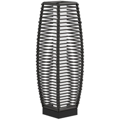 Solar Floor Lamp, Outdoor Rattan Garden Lantern Pathway Light & Decorative Driveway Lighting with Auto LED Lights, Gray